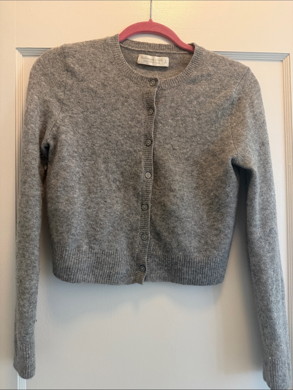 Abercrombie & Fitch Merino Wool Blend Gray Cropped Cardigan S
